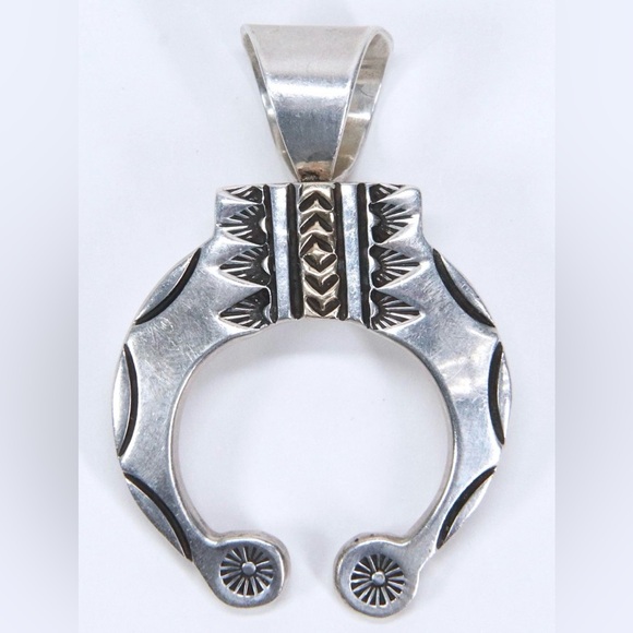 Vintage Navajo Sterling Silver & 14K Gold Naja Protection Pendant